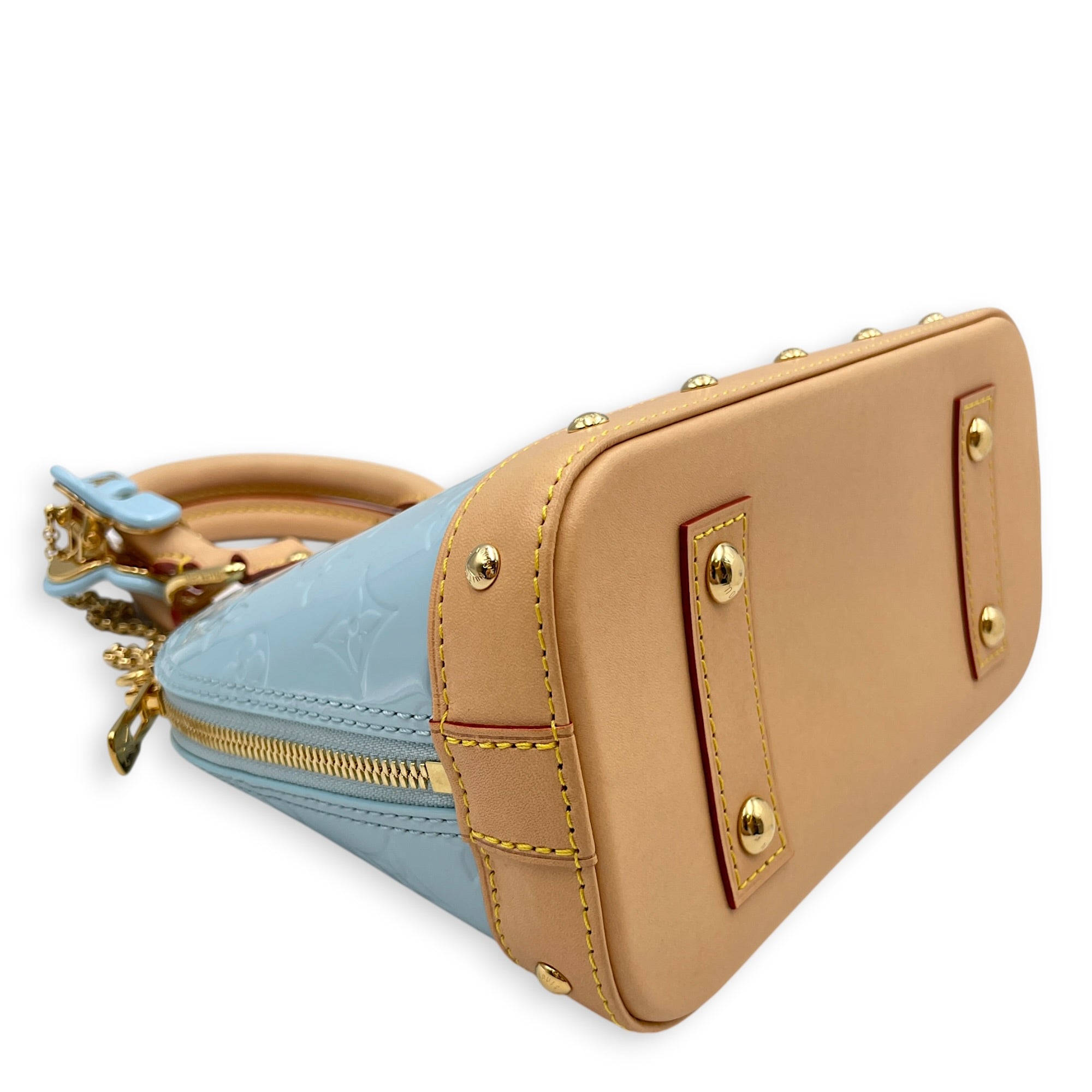 Limited Edition Alma BB Blue Crossbody Bag in Monogram Vernis Leather Gold hardware CL2608-22965 7