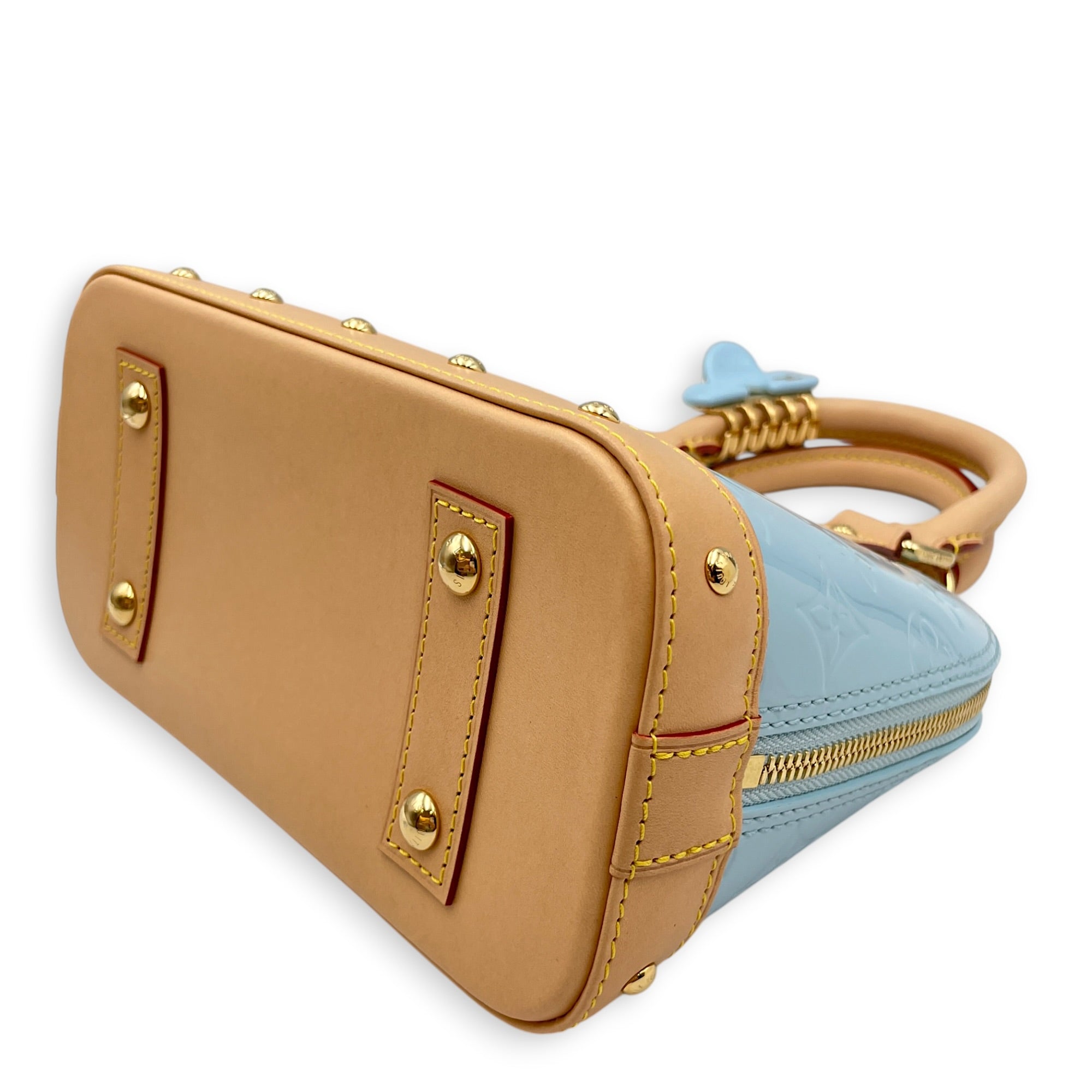 Limited Edition Alma BB Blue Crossbody Bag in Monogram Vernis Leather Gold hardware CL2608-22965 8
