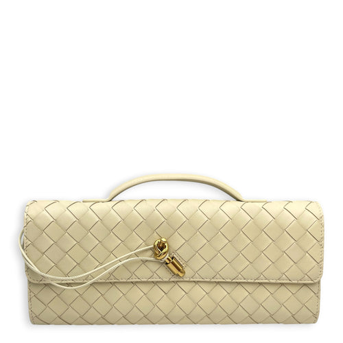 Andiamo Chalk Clutch in Lambskin Gold hardware