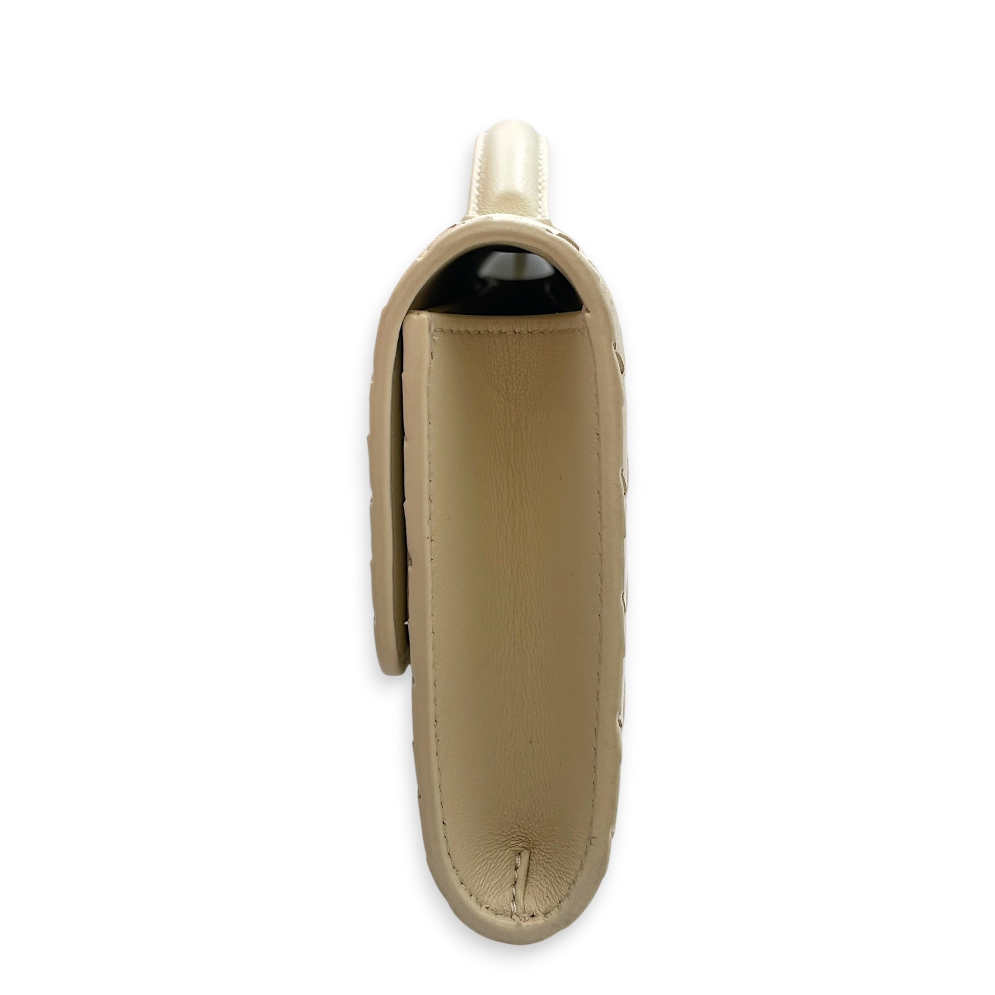 Andiamo Chalk Clutch in Lambskin Gold hardware