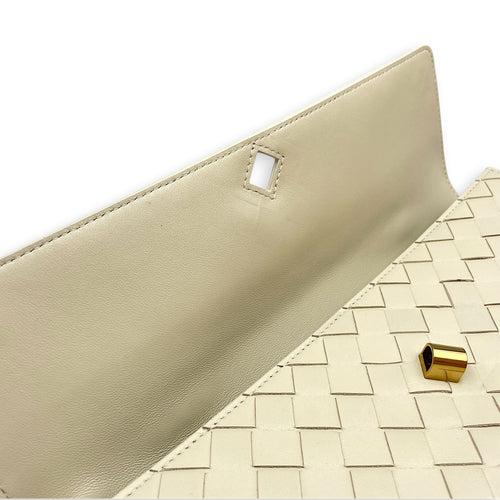 Andiamo Chalk Clutch in Lambskin Gold hardware