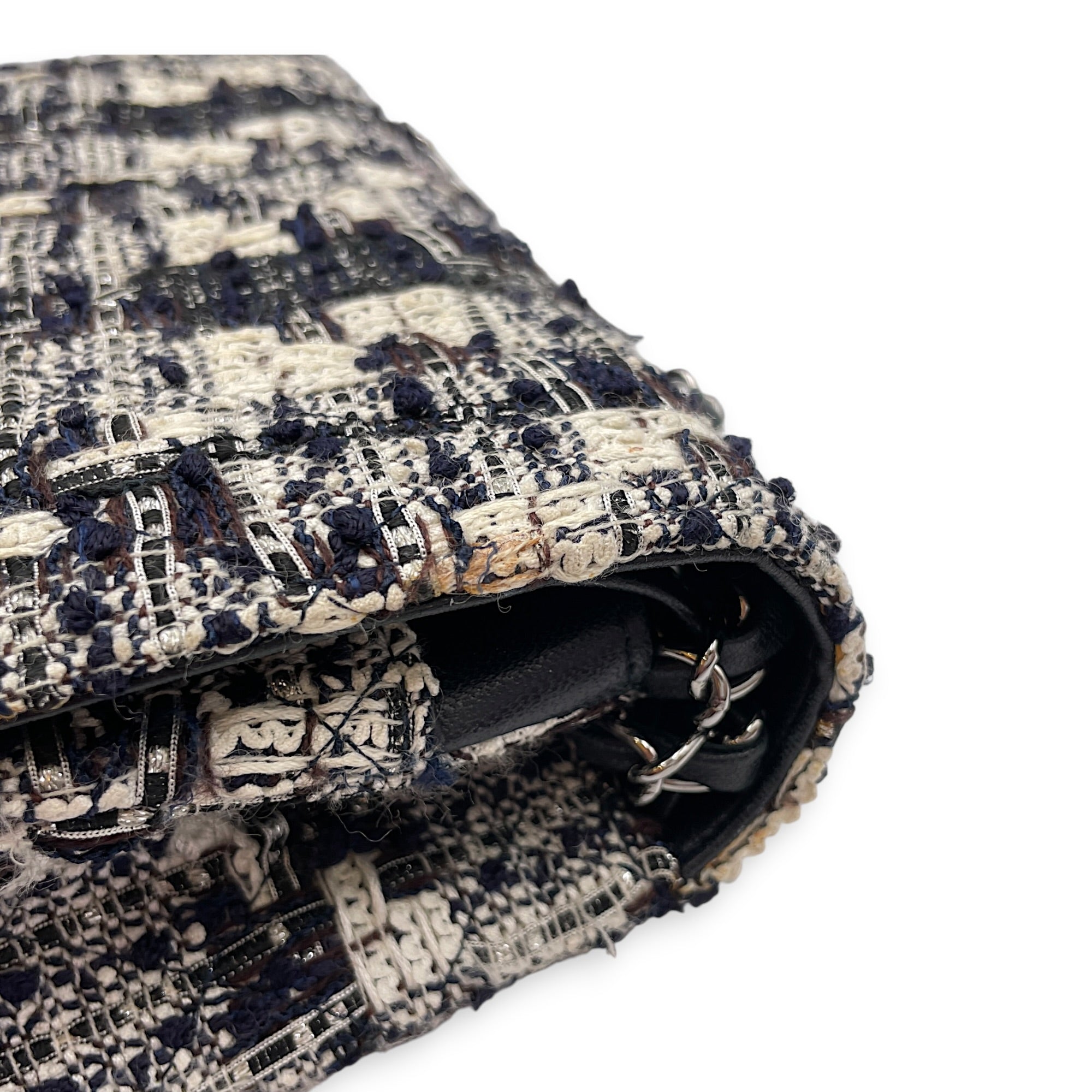 Classic White/Black Shoulder Bag in Tweed Silver hardware