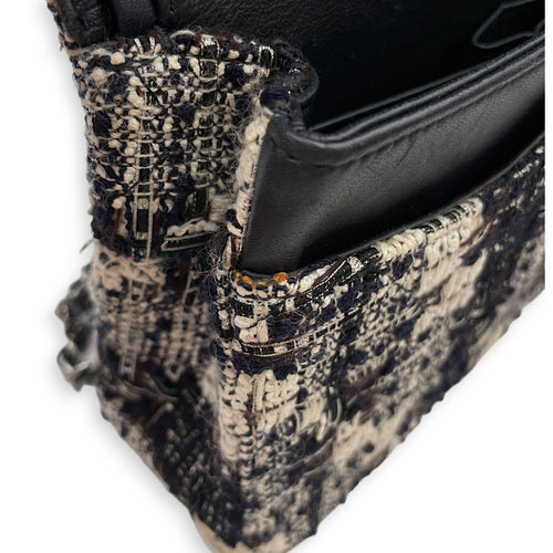 Classic White/Black Shoulder Bag in Tweed Silver hardware
