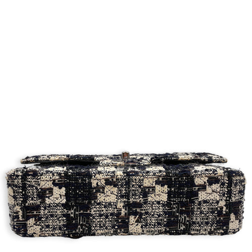 Classic White/Black Shoulder Bag in Tweed Silver hardware