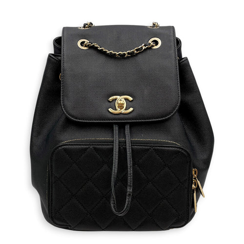 Business Affinity Black Backpack in Caviar Leather Gold hardware