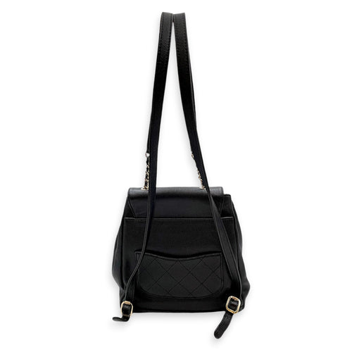 Business Affinity Black Backpack in Caviar Leather Gold hardware