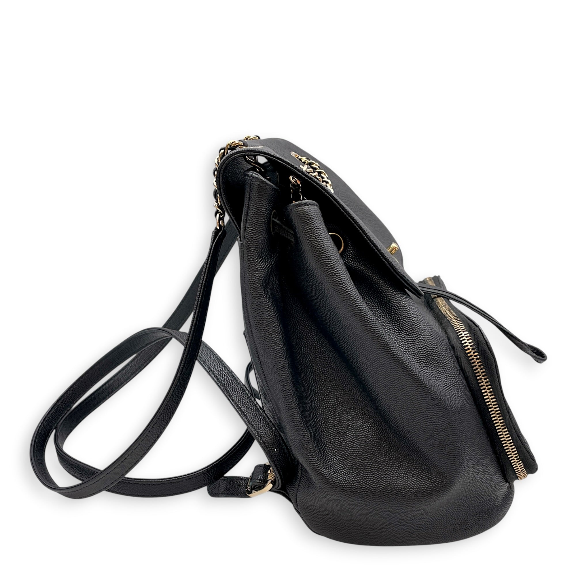 Business Affinity Black Backpack in Caviar Leather Gold hardware