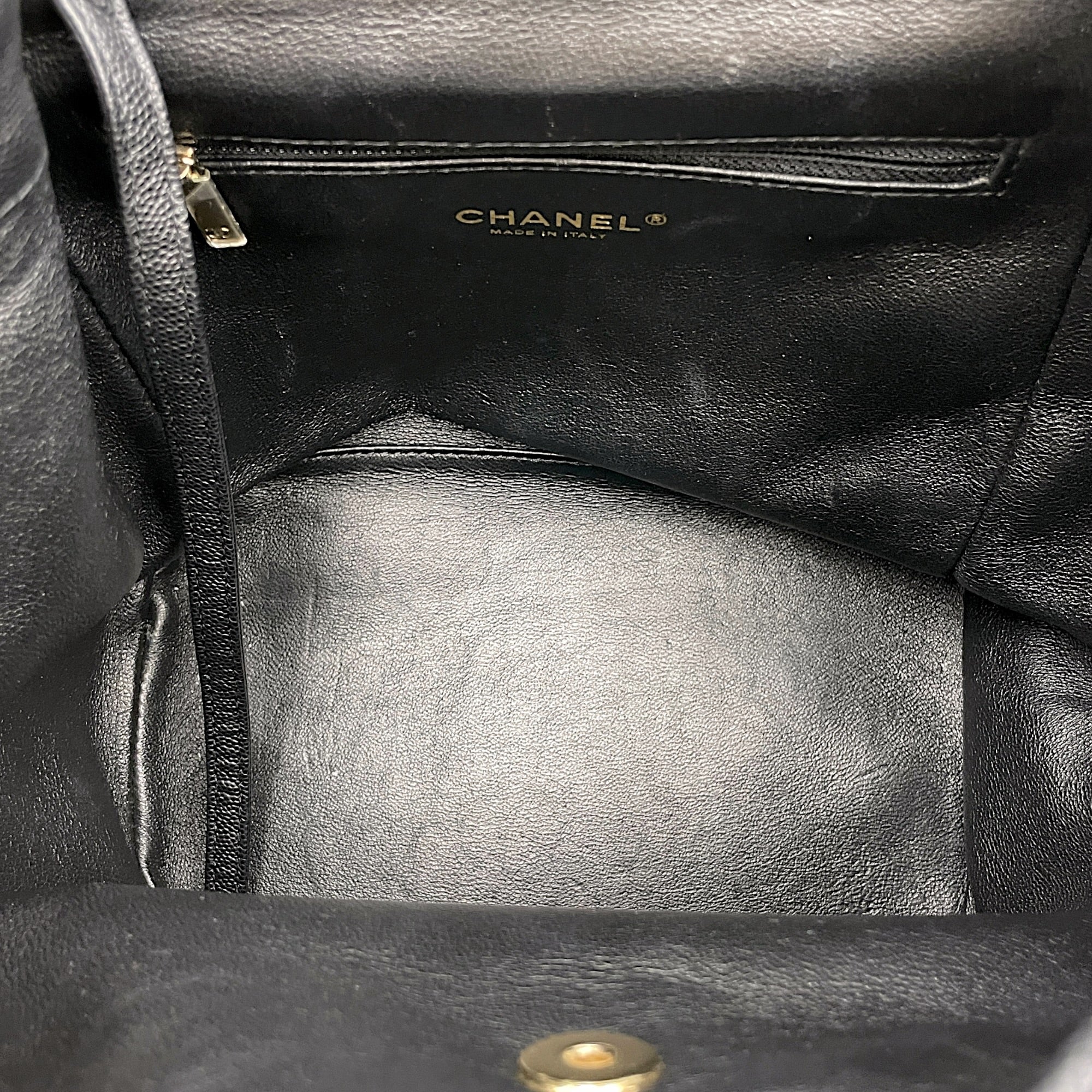 Business Affinity Black Backpack in Caviar Leather Gold hardware