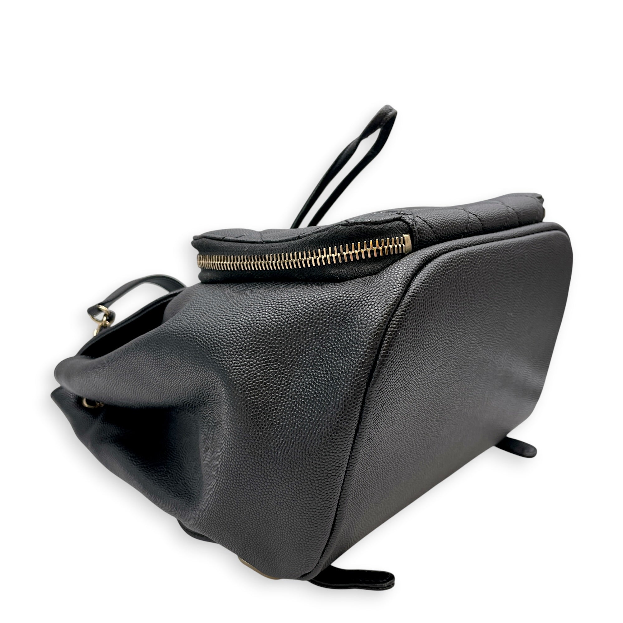 Business Affinity Black Backpack in Caviar Leather Gold hardware
