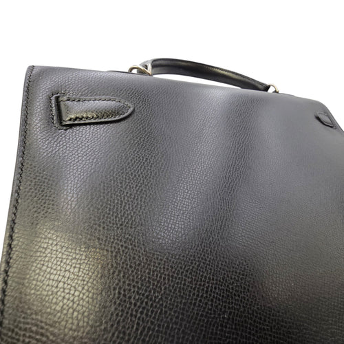 Sellier Kelly 35 Noir in Courchevel  Palladium hardware