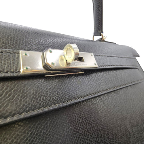 Sellier Kelly 35 Noir in Courchevel  Palladium hardware