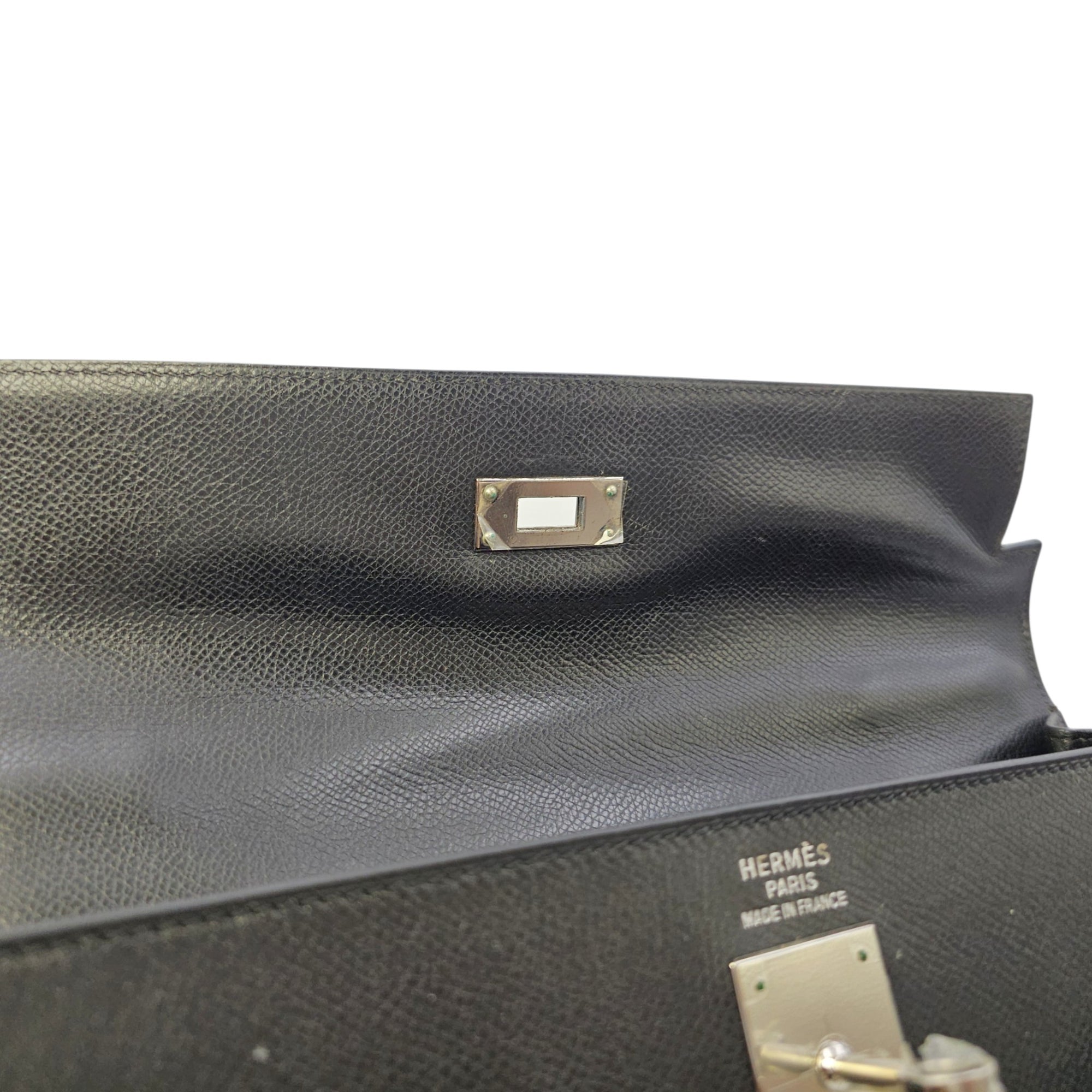Sellier Kelly 35 Noir in Courchevel  Palladium hardware