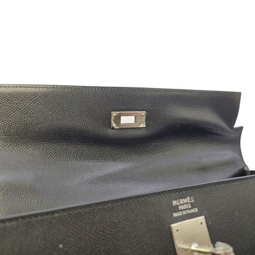 Sellier Kelly 35 Noir in Courchevel  Palladium hardware