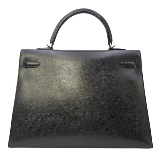 Sellier Kelly 35 Noir in Courchevel  Palladium hardware