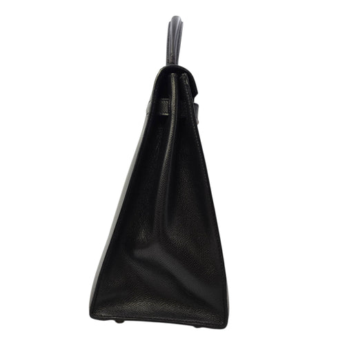 Sellier Kelly 35 Noir in Courchevel  Palladium hardware