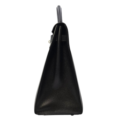 Sellier Kelly 35 Noir in Courchevel  Palladium hardware