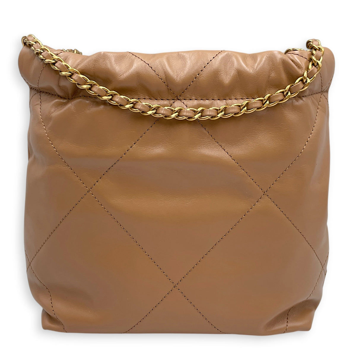 C22  Mini Beige Crossbody Bag in Caviar Leather Gold hardware