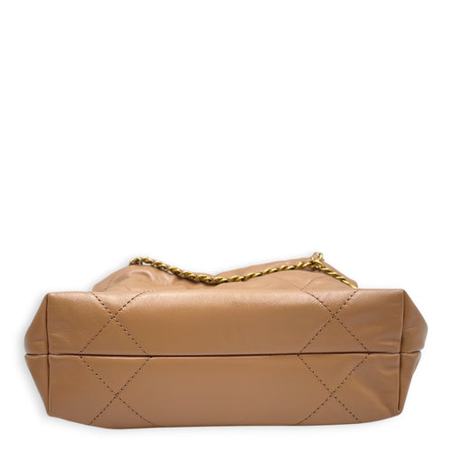 C22  Mini Beige Crossbody Bag in Caviar Leather Gold hardware