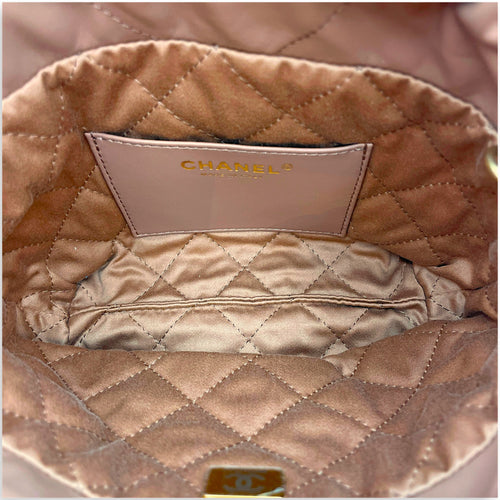 C22  Mini Beige Crossbody Bag in Caviar Leather Gold hardware