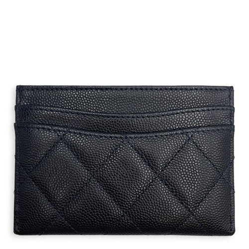 Classic Blue Card Holder in Caviar Leather Gold hardware