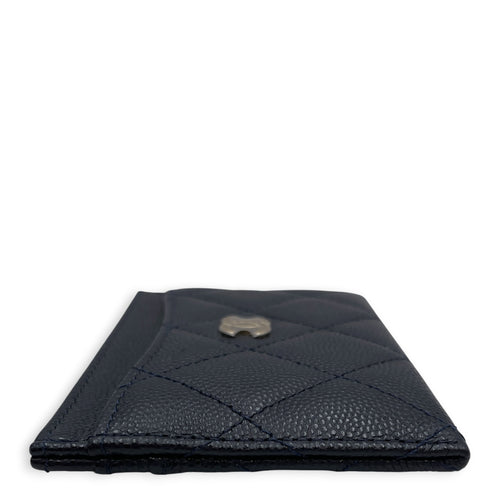 Classic Blue Card Holder in Caviar Leather Gold hardware