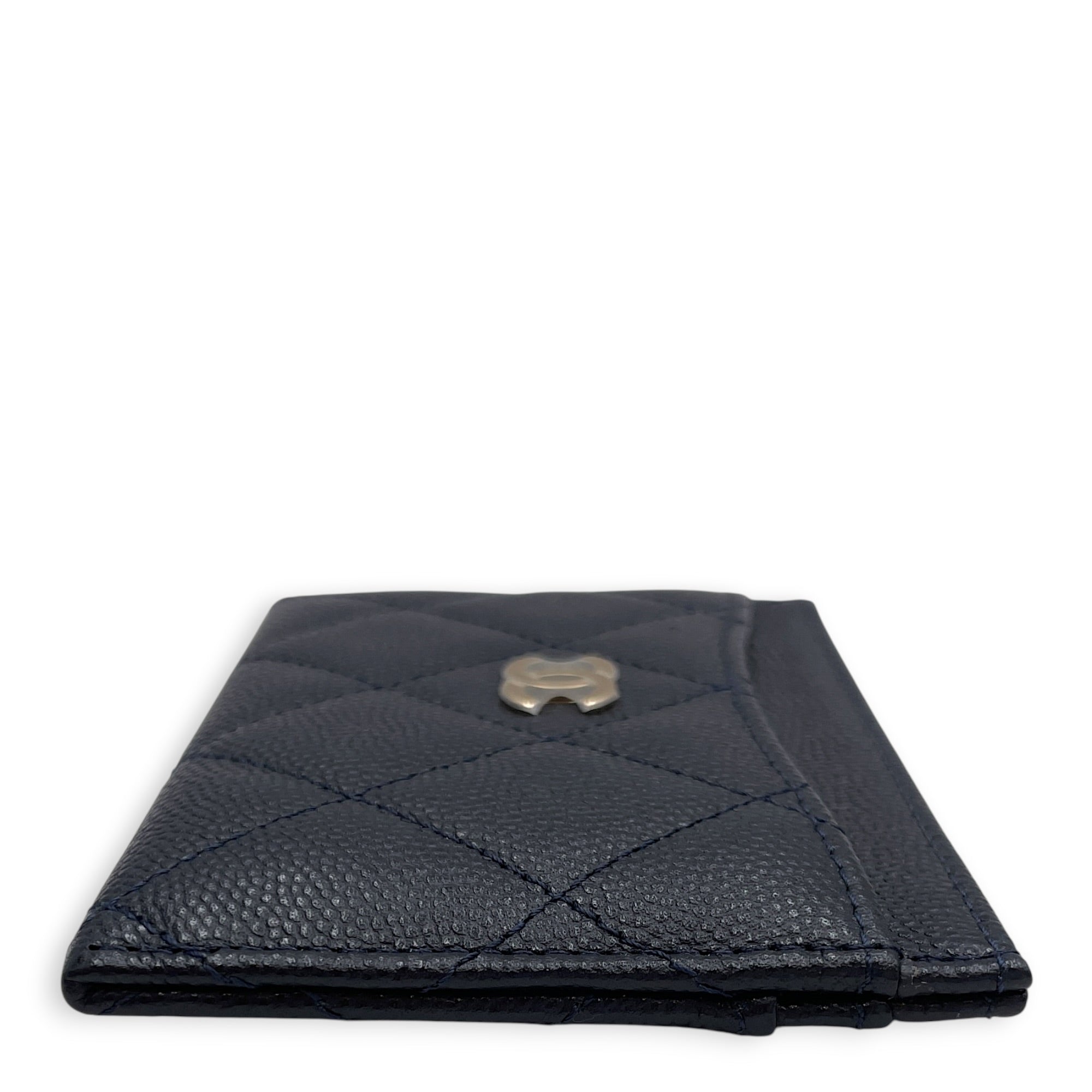 Classic Blue Card Holder in Caviar Leather Gold hardware