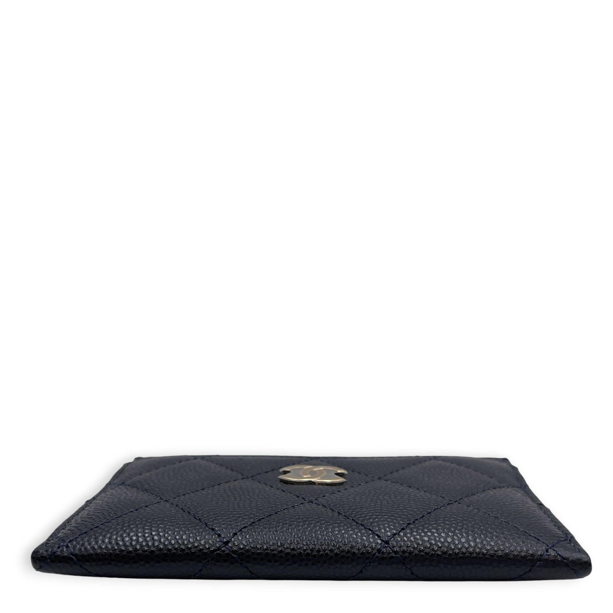 Classic Blue Card Holder in Caviar Leather Gold hardware