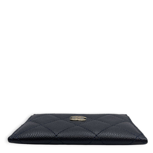 Classic Blue Card Holder in Caviar Leather Gold hardware