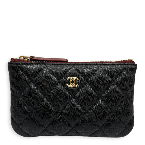 Classic Black O Case Pouch in Caviar Leather Gold hardware