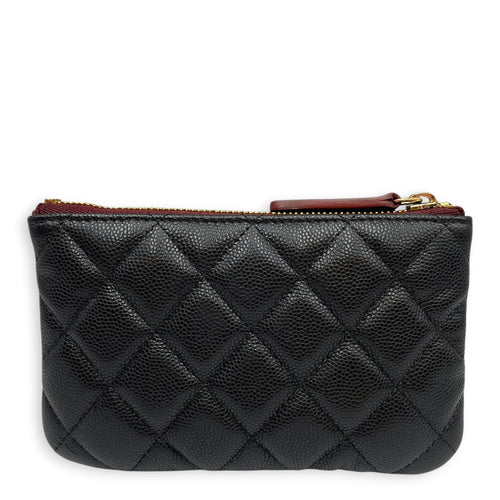 Classic Black O Case Pouch in Caviar Leather Gold hardware