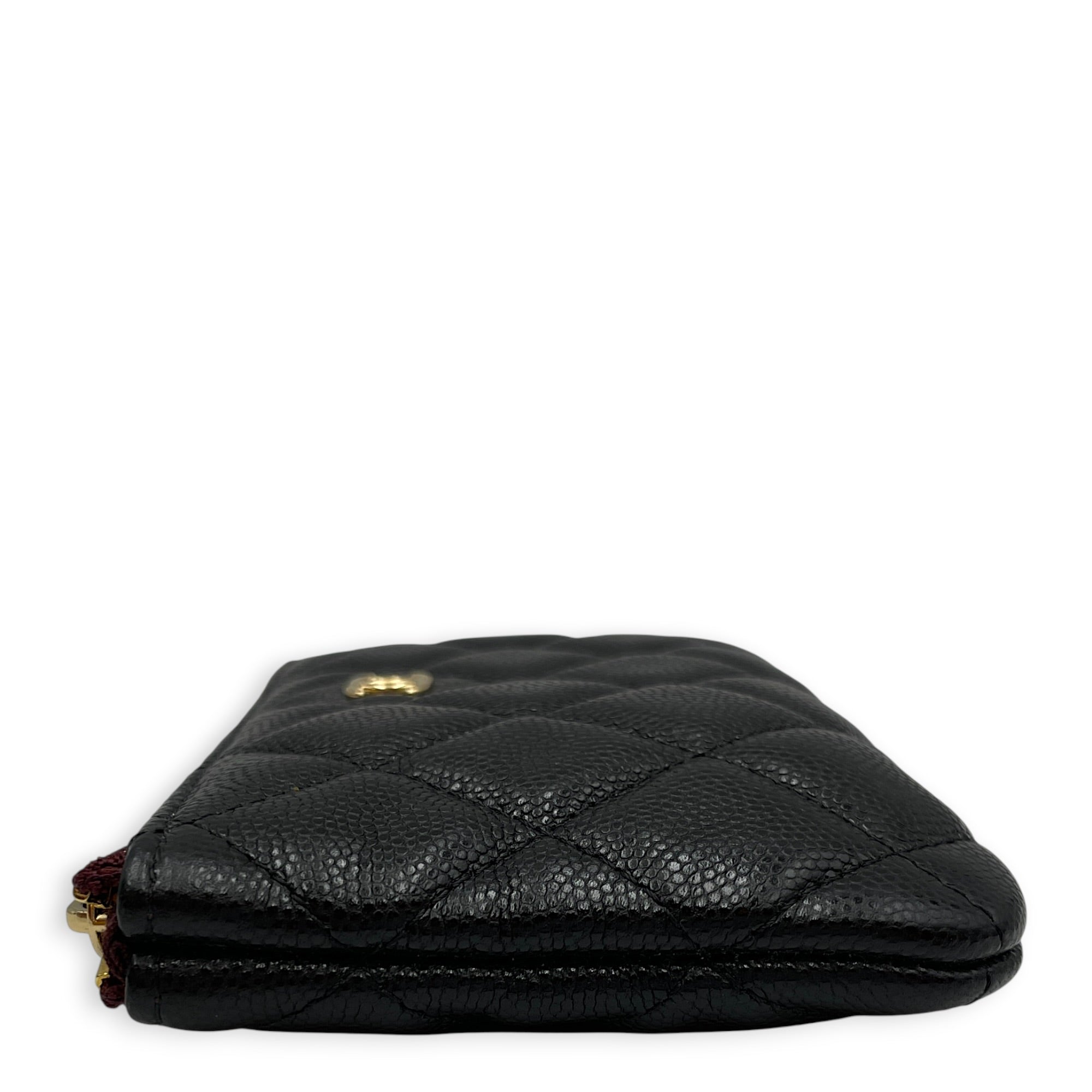 Classic Black O Case Pouch in Caviar Leather Gold hardware