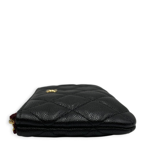 Classic Black O Case Pouch in Caviar Leather Gold hardware