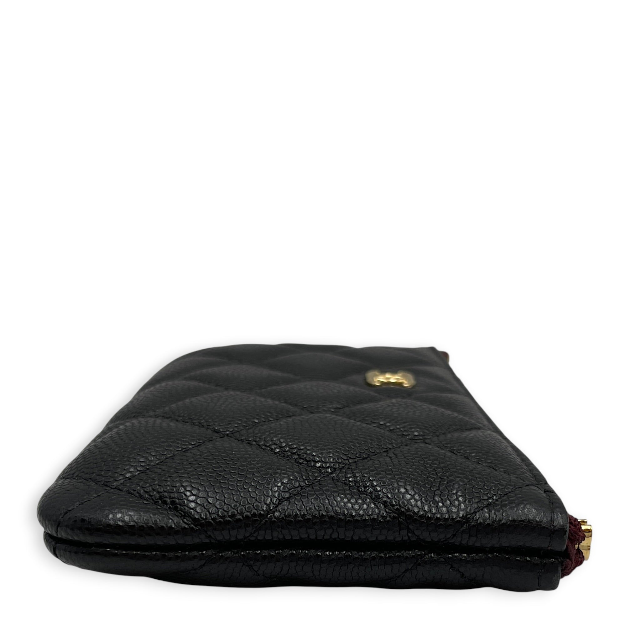 Classic Black O Case Pouch in Caviar Leather Gold hardware