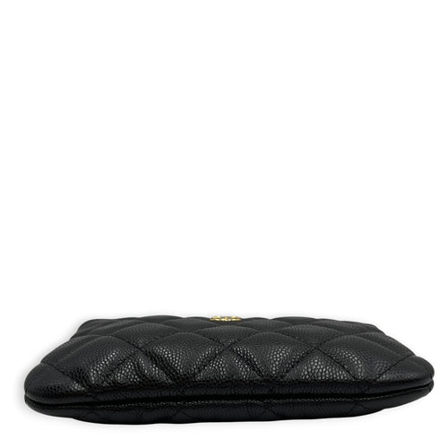 Classic Black O Case Pouch in Caviar Leather Gold hardware