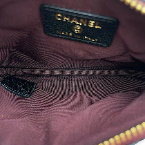 Classic Black O Case Pouch in Caviar Leather Gold hardware