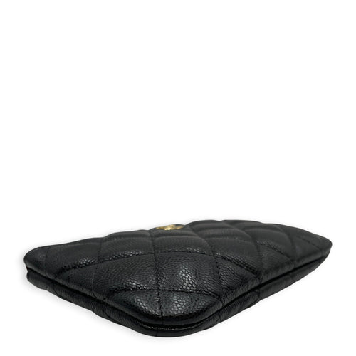 Classic Black O Case Pouch in Caviar Leather Gold hardware