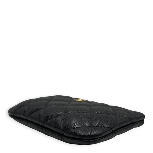 Classic Black O Case Pouch in Caviar Leather Gold hardware