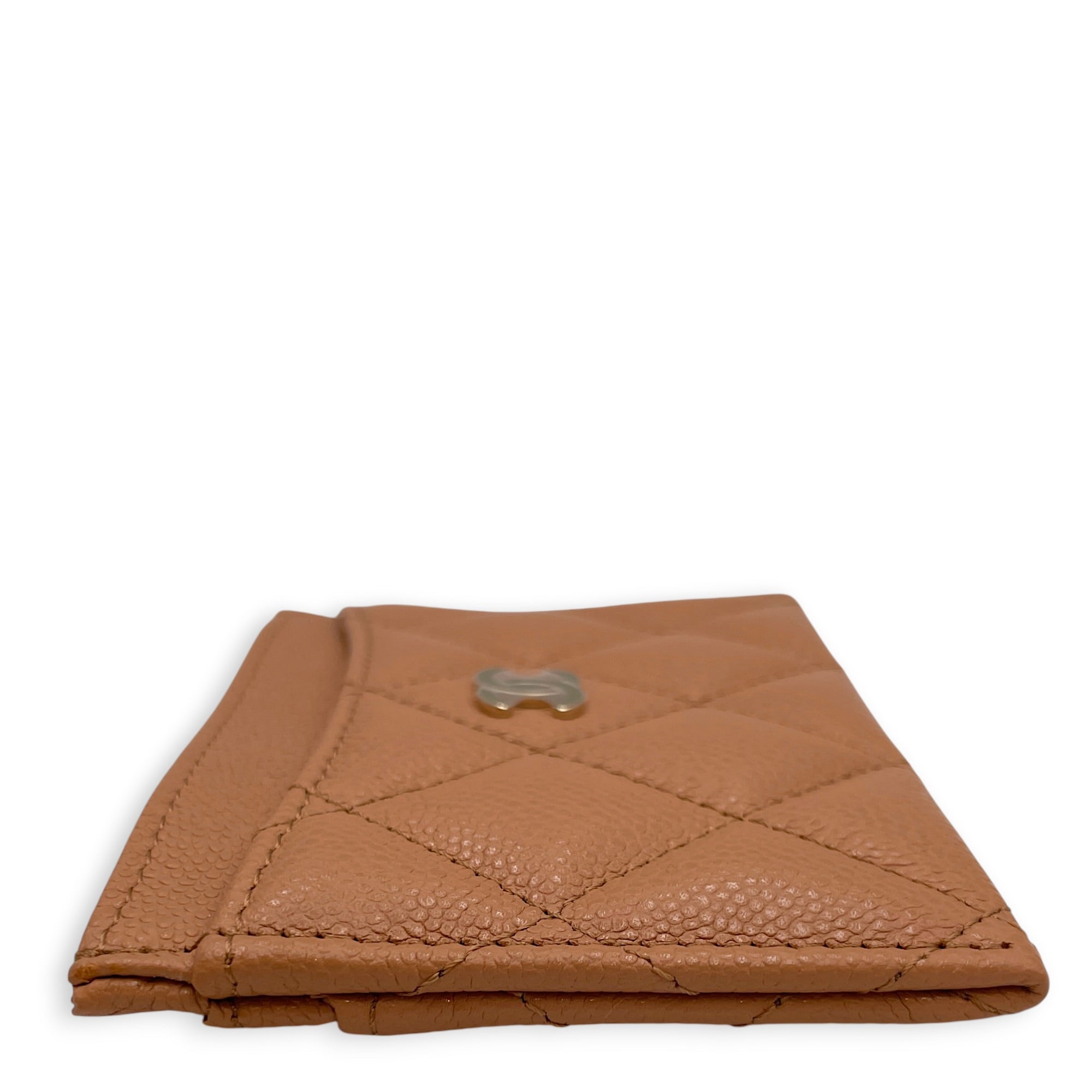Classic Caramel Card Holder in Caviar Leather Gold hardware