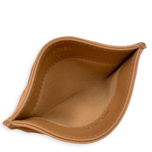 Classic Caramel Card Holder in Caviar Leather Gold hardware
