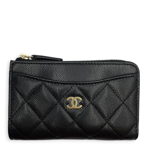 Classic Black Coin Purse in Caviar Leather Gold hardware