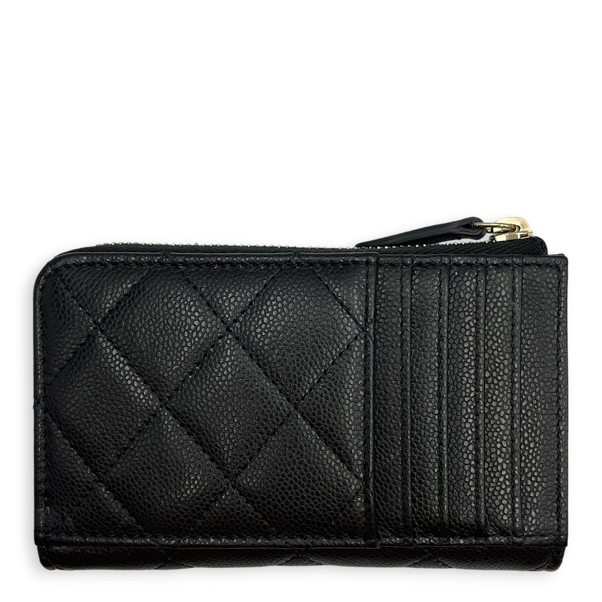 Classic Black Coin Purse in Caviar Leather Gold hardware