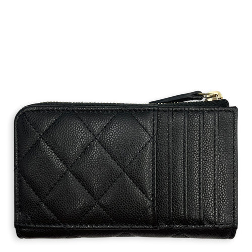 Classic Black Coin Purse in Caviar Leather Gold hardware