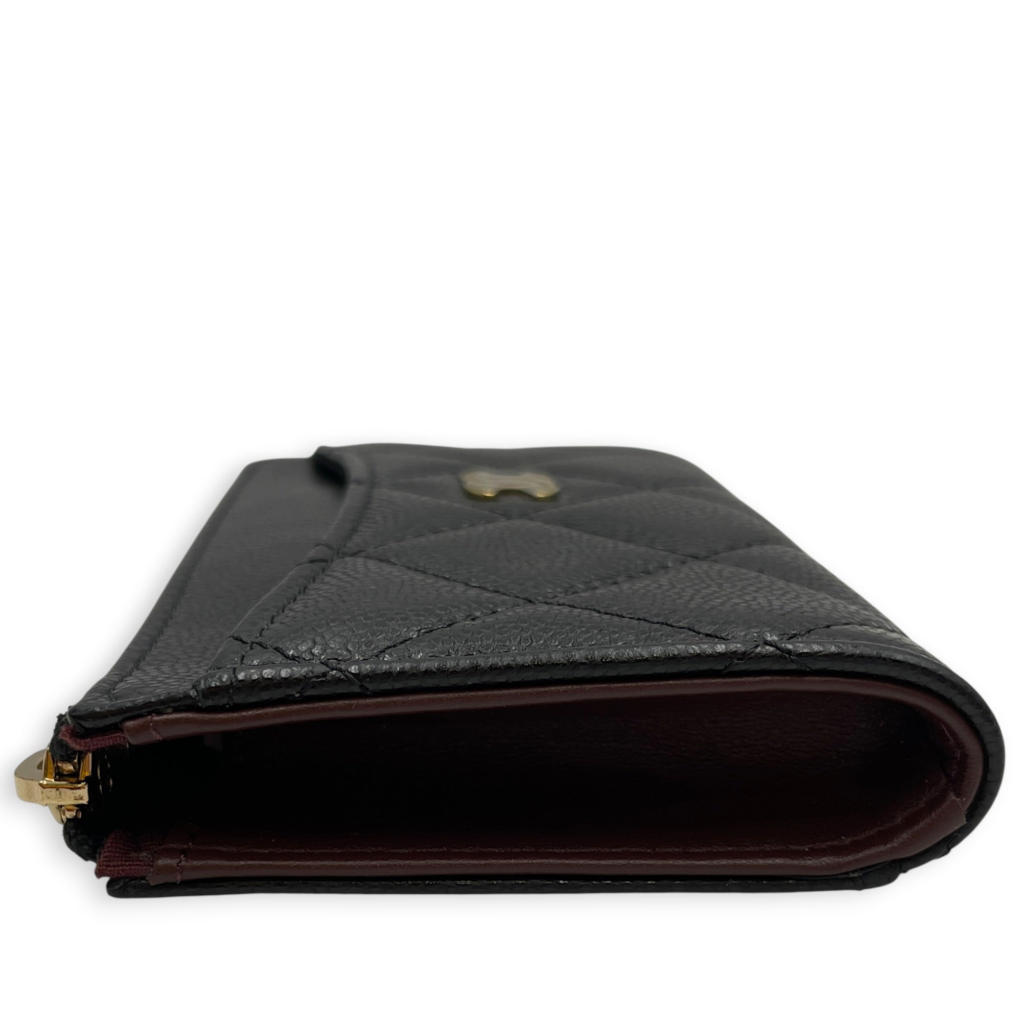 Classic Black Coin Purse in Caviar Leather Gold hardware