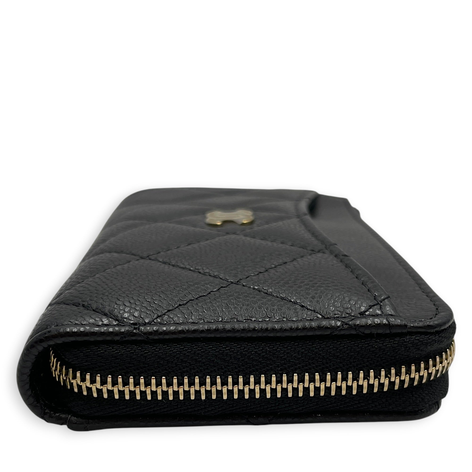 Classic Black Coin Purse in Caviar Leather Gold hardware