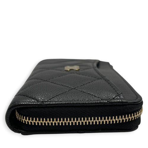 Classic Black Coin Purse in Caviar Leather Gold hardware