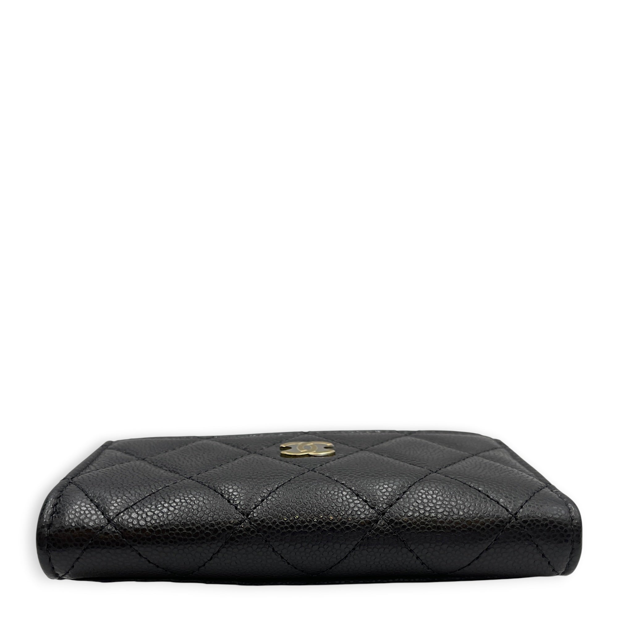 Classic Black Coin Purse in Caviar Leather Gold hardware