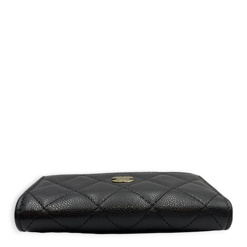 Classic Black Coin Purse in Caviar Leather Gold hardware