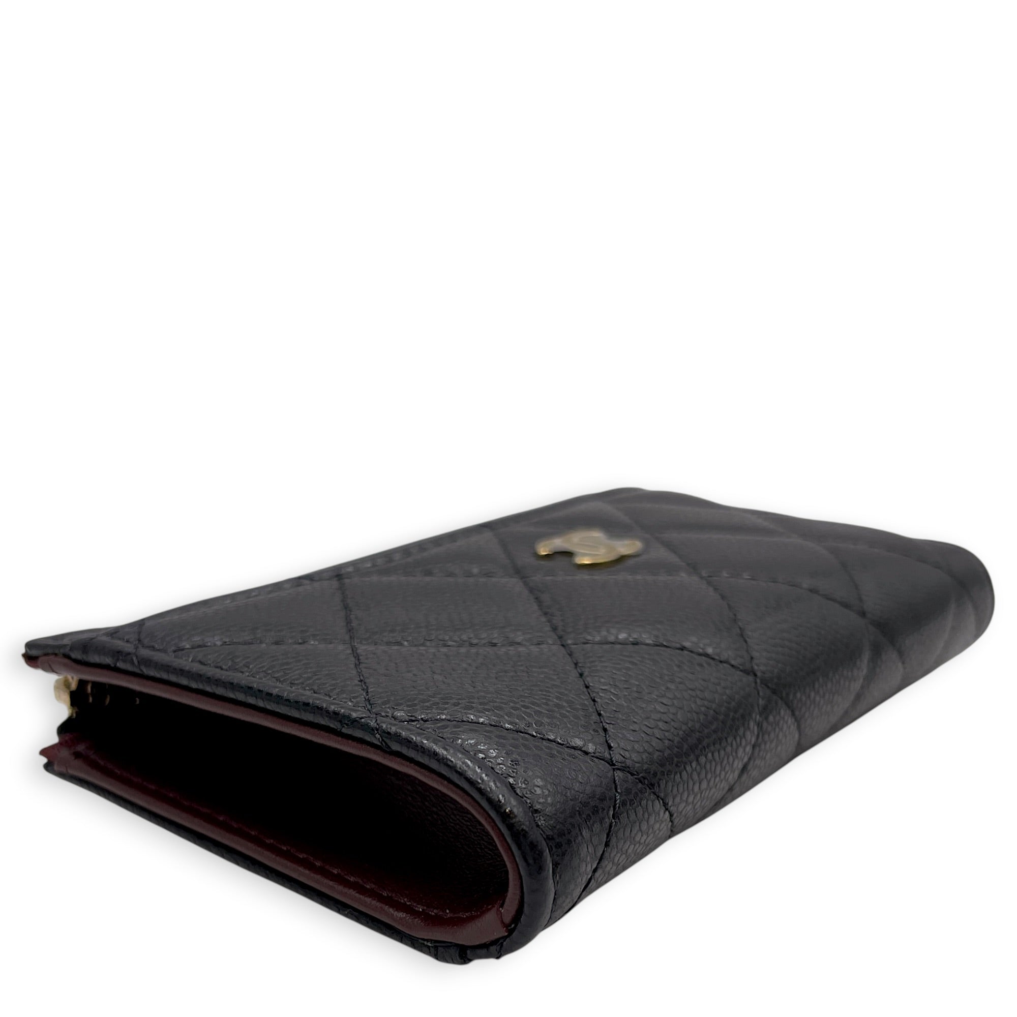 Classic Black Coin Purse in Caviar Leather Gold hardware