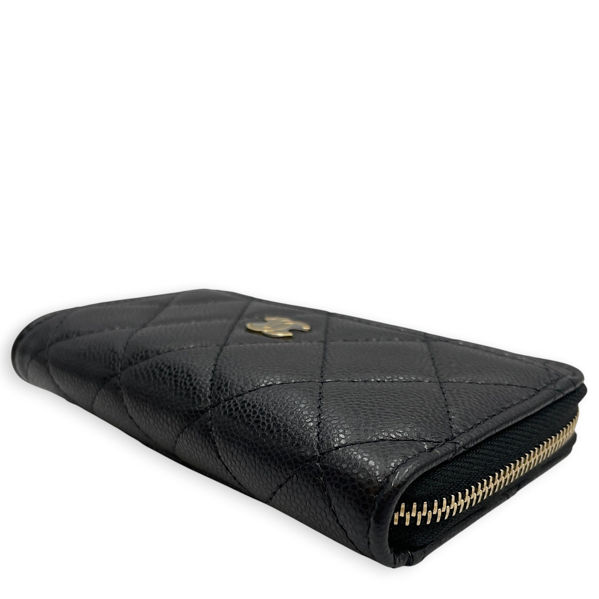 Classic Black Coin Purse in Caviar Leather Gold hardware