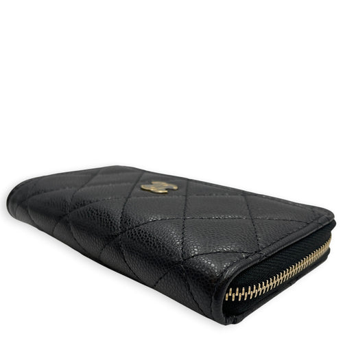 Classic Black Coin Purse in Caviar Leather Gold hardware